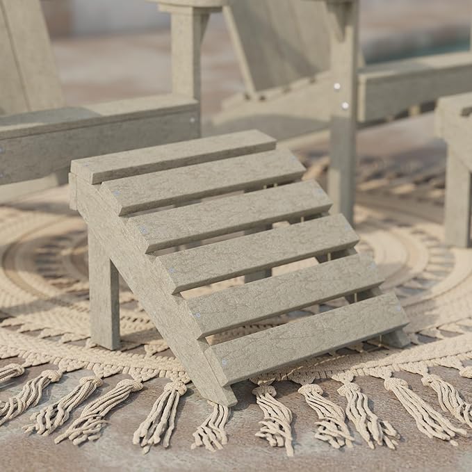 Wildridge Classic Footrest, Weathered Wood - Outdoor Weather Resistant HDPE Ottoman for Adirondack Chair