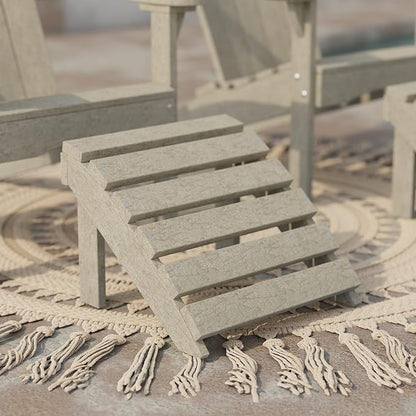 Wildridge Classic Footrest, Weathered Wood - Outdoor Weather Resistant HDPE Ottoman for Adirondack Chair