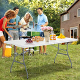 S AFSTAR 6FT Plastic Folding Tables, Indoor Outdoor Heavy Duty Camping Table with Carry Handle, 330 LBS Load Capacity - Photo 2