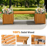 VINGLI Outdoor Wood Bench with Planter Boxes, 2-in-1 All-Weather Porch Bench Seat ＆ Open-Ended Wooden Raised Garden Bed - Photo 4