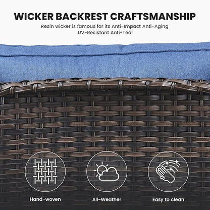 Belord Patio Wicker Sofa Set 6 Pieces Patio Furniture Set Outdoor Couch, 2 Patio Wicker Chairs with 1 Sofa, Coffee Table and Ottomans, Patio Conversation Set for Porch Garden Deck Balcony Poolside