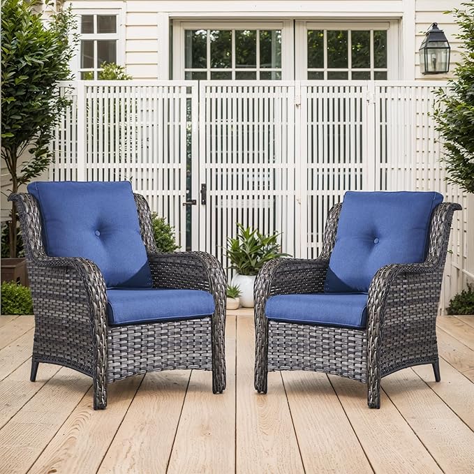 Belord Wicker Furniture 4 Pieces Outdoor Patio Furniture Set Patio Chairs with Ottomans Conversation Set for Porch - Photo 9