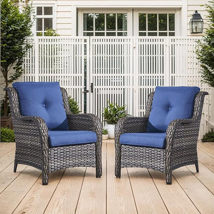 Belord Wicker Furniture 4 Pieces Outdoor Patio Furniture Set Patio Chairs with Ottomans Conversation Set for Porch Garden Deck Balcony Poolside