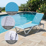 Kozyard Outdoor Chaise Lounge Chair, Full Flat Adjustable Patio Lounger with Aluminum Frame & Resin Legs - Photo 6