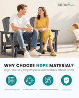 SERWALL Outdoor Glider Chair Set of 4, HDPE Wood-Like Patio Glider Rocker All-Weather Porch Glider for Outside, Gray - Photo 4