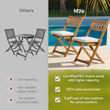 IDZO Serene Bistro Set – 2-Piece Foldable Acacia Wood Chairs with Cushions, FSC-Certified Durable Construction - Photo 7