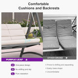 PURPLE LEAF Porch Swing 2 Person Patio Swing Chair with PVC Canopy Outdoor Deluxe Modern Yard Hammock Swinging Chairs - Photo 7