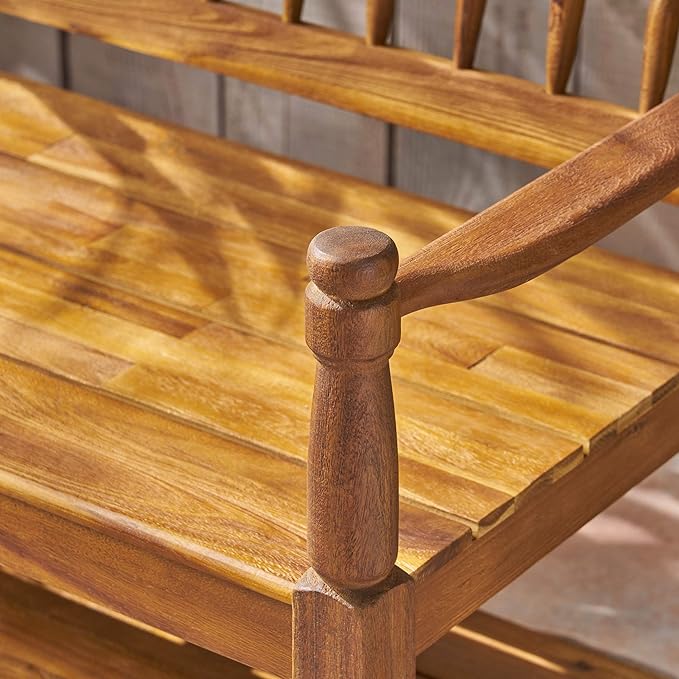 Great Deal Furniture Christopher Knight Home Cody Outdoor Acacia Wood Bench with Shelf, Teak Finish