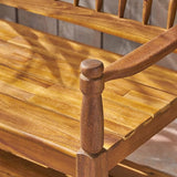 Great Deal Furniture Christopher Knight Home Cody Outdoor Acacia Wood Bench with Shelf, Teak Finish - Photo 7
