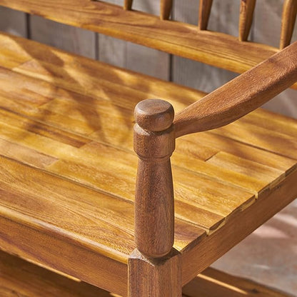 Great Deal Furniture Christopher Knight Home Cody Outdoor Acacia Wood Bench with Shelf, Teak Finish