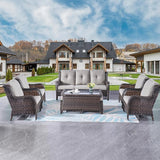 Rilyson Wicker Patio Furniture Chairs Set - 8 Piece Rattan Outdoor Patio Sectional Conversation Sets with 1 Sofa - Photo 7