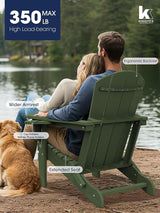 KINGYES Folding Adirondack Chair with Dual Cup Holders - HDPE All-Weather Outdoor Chairs - Photo 4