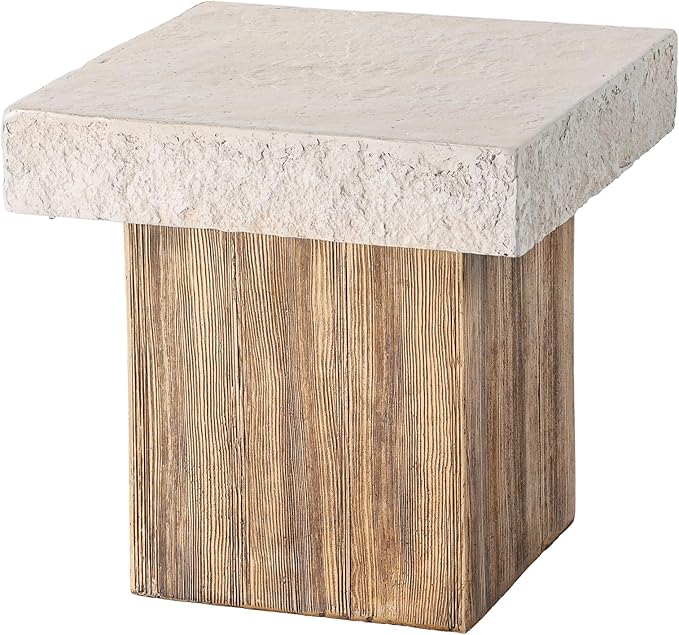 SUNBURY Outdoor Concrete Coffee Table, 20" W Patio Dining Table, Outdoor MgO Table Square in Antique Beige Coffee Table for Patio, Garden, Backyard