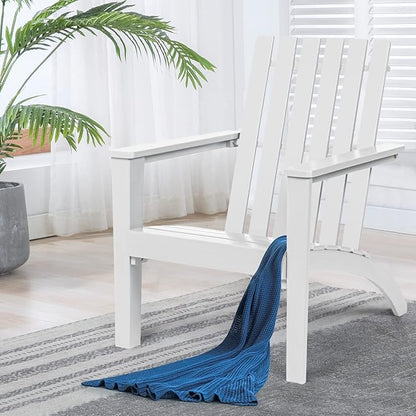 Giantex Adirondack Chair Set of 2 Acacia Wood Outdoor Chairs, 350 lbs Weight Capacity, Weather Resistant Campfire Chairs for Lawn Seating, Garden, Poolside, Balcony, Patio Lounger, Black, White