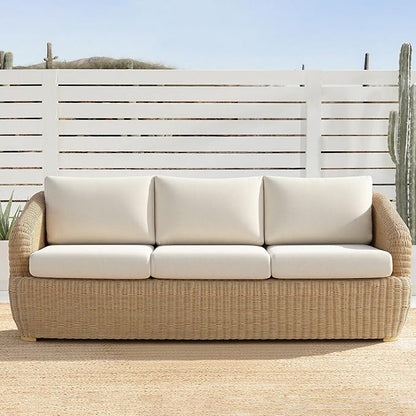 CHITA Patio Wicker 3-Seater Sofa with Removable Cushion, Backyard Rattan Chair for Sunrooms, Patios, Decks, Fully Assembled