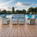 Rilyson Patio Furniture Swivel Chairs Set - 5 Piece Wicker Rattan Outdoor Sectional Conversation Sets with 2 Rocking - Photo 8