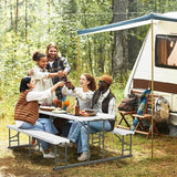 VINGLI Folding Picnic Table and Bench Set, Portable Outdoor Dining Furniture for Camping, Patio, Backyard - Photo 4