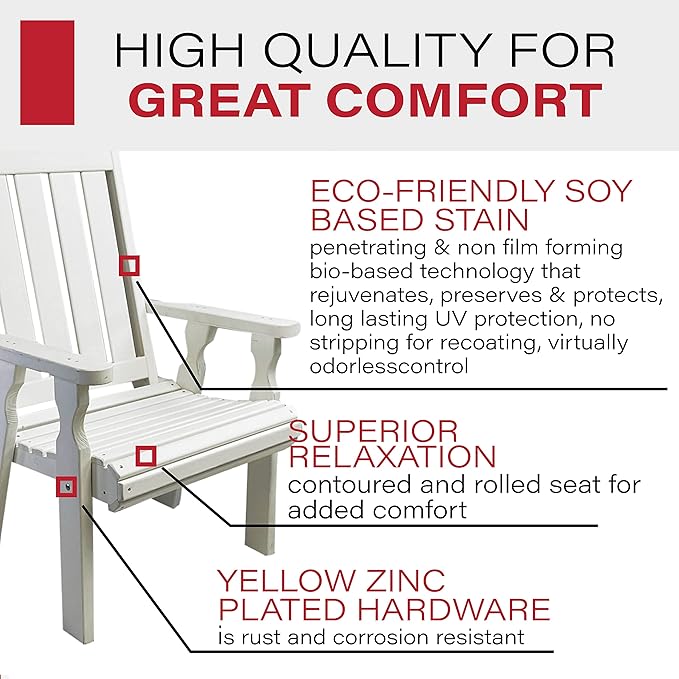 Amish Casual Heavy Duty 600 Lb High Back Mission Treated Patio Chair (Semi-Solid White Stain)