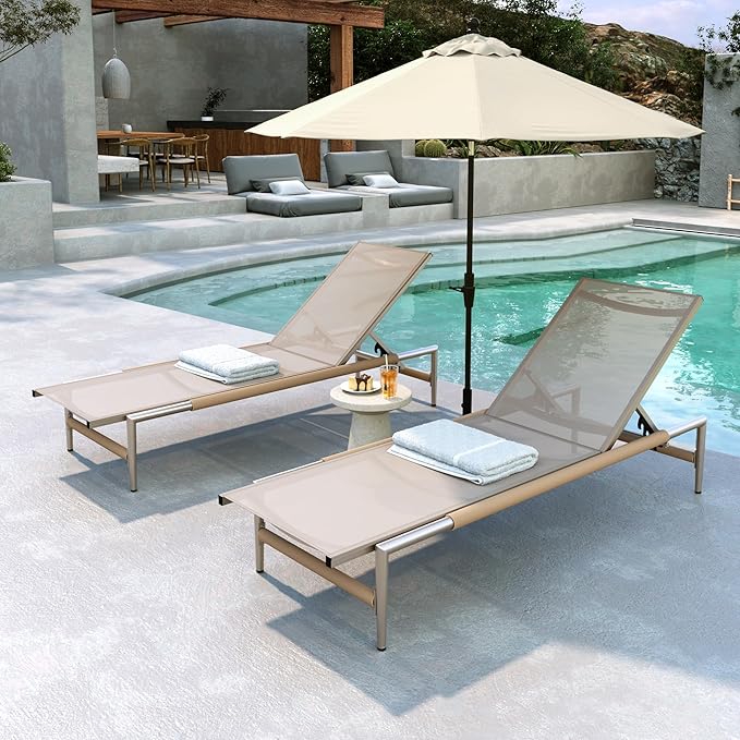 Christopher Knight Home Set of 2 Hargrove Patio Garden Chaise Lounges, Aluminum Frame - Photo 1