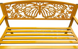 Hi-Line Gift Ltd 50" Outdoor Metal Garden Bench with Butterfly Design Backrest - Yellow - Photo 6