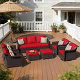7 Pieces Patio Conversation Furniture Set - 1 Sofa, 2 Armchairs, 2 Ottomans, 2 Swivel Chairs - Photo 1