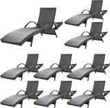 80'' Outdoor Wicker Chaise Lounge Chairs Set of 8, Patio Rattan Reclining Chair with Pull-Out Side Table - Photo 1