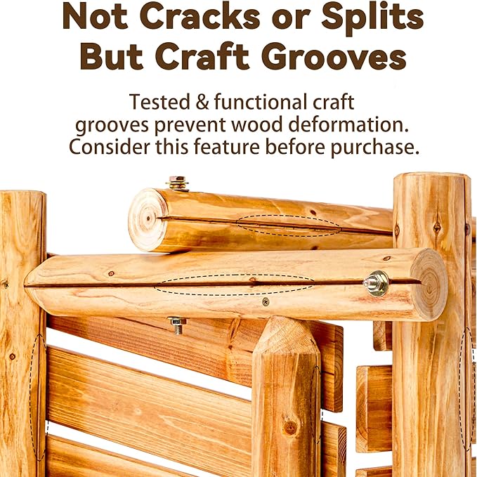 Outdoor Porch Swing Front Porch Hanging Wooden Bench Swing 3 Seat Chair for Garden, Patio, Backyard, Playground - Photo 4