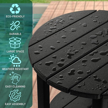 FUNBERRY Outdoor Adirondack Side Table Set of 2, 2-Tier Patio End Tables, HDPE All Weather for Outside