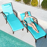 Chaise Lounge Chairs Outdoor Set of 4, Comfy Outside Wicker Patio Pool Lounge Chair w/ 5 Adjustable Back Angle - Photo 2