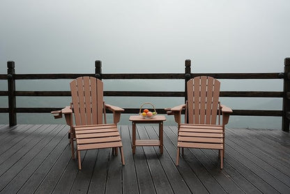 nevilywood HDPE Folding Ottoman - Adirondack Chair Footrest – Weather Resistant, Wood-Grain, Low-Maintenance-, Garden Patio Porch – Teak Brown