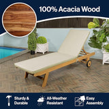 JONATHAN Y LNG1000E Mallorca 77.56"x23.62" Modern Classic Adjustable Acacia Wood Chaise Outdoor Lounge Chair with - Photo 5