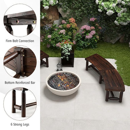Outdoor Curved Bench, Rustic Fir Wood 2-Person Backless Seat for Garden, Backyard, Porch, BE-FIT9311