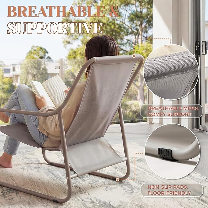 NICESOUL Outdoor Lounge Chair with Ottoman, Comfy Patio Lounge Chair with Reclined Back and Armrests - Photo 7