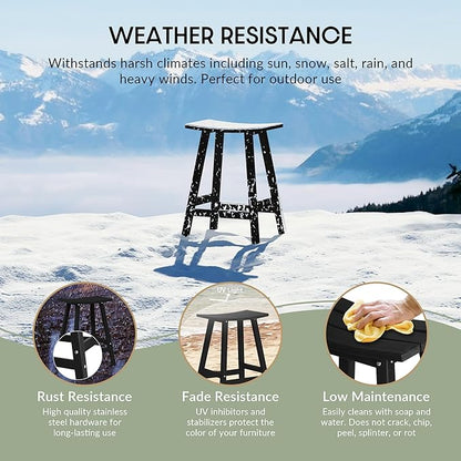 WestinTrends Malibu 24 Inch Outdoor Black Bar Stools, All Weather Resistant Poly Lumber Adirondack Counter Height Stools