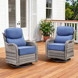 Luxury Outdoor Swivel Rocker Patio Chairs Set of 2 with 6-Inch Thick Cushions - Photo 1