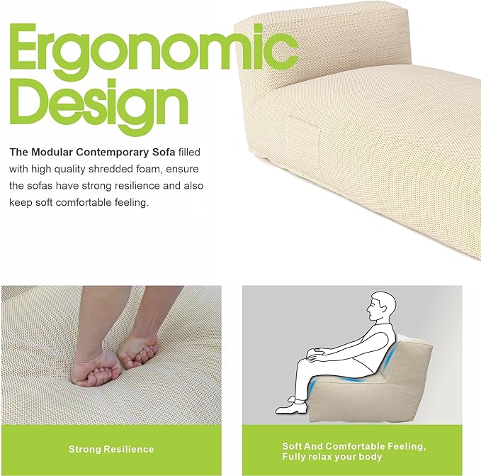 Outdoor Bean Bed Chair Sun Lounger, Outdoor Couch Sofa for Patio & Pool, Foam Filling Day Bed Furniture - Photo 4