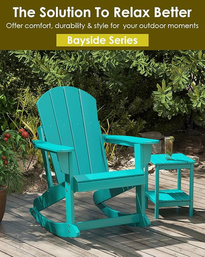 GREENVINES Adirondack Rocking Chair | HDPE Plastic | Porch Rocker | Chair for Outdoor Patio Deck | All Weather | Aqua