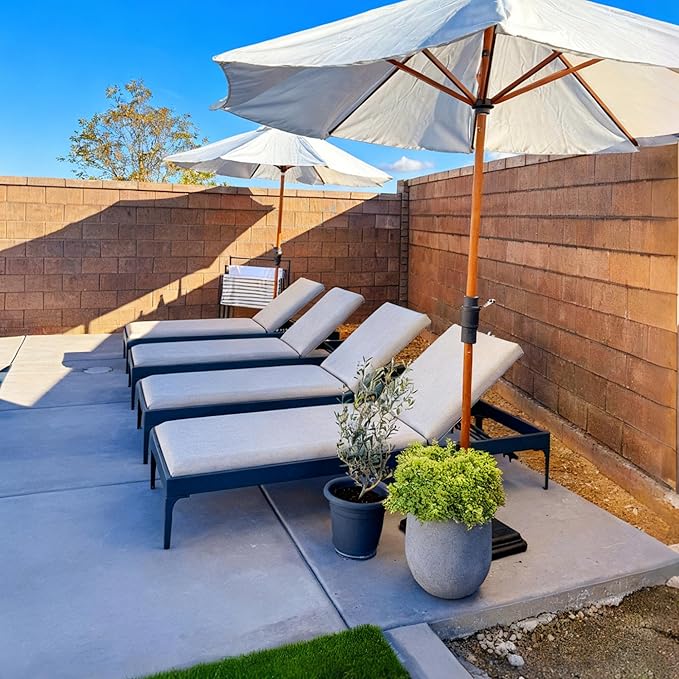 PURPLE LEAF Outdoor Chaise Lounge Set of 4 Aluminum Adjustable Patio Lounger Chairs with Cushions Reclining Beach - Photo 2