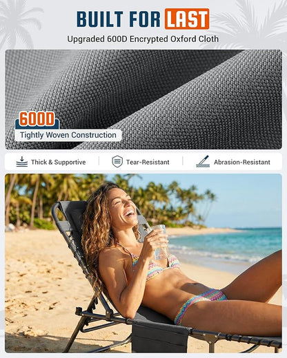KingCamp Lounge Chair Outdoor,400LBS Tanning Chairs for Outside,Adjustable 5-Position Patio Lounge Chair Sunbathing Chase Lounge Chair Outdoor for Outside Beach Patio Sun Bathing Pool Backyard