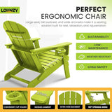 LOUNZY Folding Adirondack Chair Set of 4, Lime - Photo 5