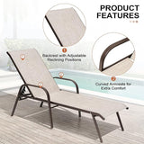 Crestlive Outdoor Chaise Lounge Chair, 5-Position Pool Lounge Chairs with Armrests Sunbathing Recliner for Patio, Beach - Photo 5