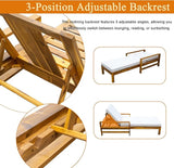 Polibi Acacia Wood Outdoor Lounge Chair with 3-Position Adjustable Backrest - Photo 2