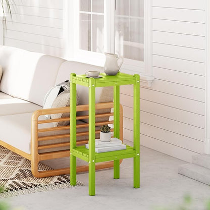 WestinTrends Malibu 36" Outdoor Adirondack HDPE 2-Tier Patio Side Table, Lime