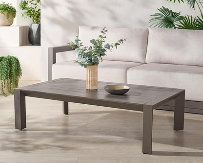 SAFAVIEH Couture Outdoor Patio Furniture Collection - Donaldo Rectangular Coffee Table, Dark Grey Aluminum Frame with Slatted Top (CPT4012A)