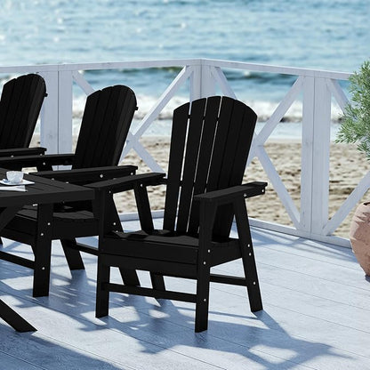 WestinTrends Dylan Outdoor Patio Shell-Back Adirondack Dining Chair Weather Resistant Black
