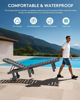SERWALL Outdoor Chaise Lounge Chair, HDPE Patio Lounge Chair with Cup Holder - Photo 4