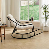Rocking Chair with Foot Rest, Outdoor Indoor Rocking Lounge Chair with Cushion - Photo 4