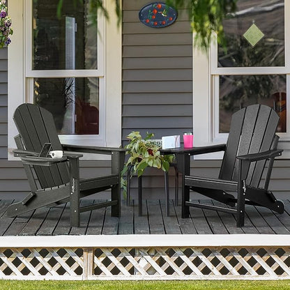Adirondack Chair, HDPE Folding Adirondack Chair with Multifunctional Cup Holder, Weather Resistant Fire Pit Chair for porches, patios, patios, poolsides, Decks.