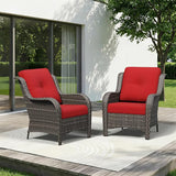 Patio Chairs Set of 2, Outdoor Wicker Patio Furniture Set with Thickened Olefin Cushions, High Back and Deep Seating - Photo 1