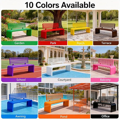 Metal Garden Bench, Outdoor Benches Weatherproof 100/120/150/180 Cm Patio Bench with Backrest, Park Benches Seat for Outside Picnic Yard Front Porch Outdoor Furniture Deco(Green,100 cm/39.37 in)
